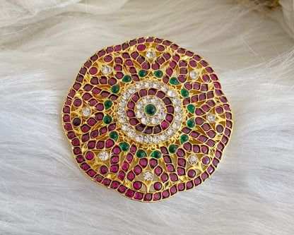 Gold tone precious kemp-white-green round hair jewel(rakodi)dj-53926