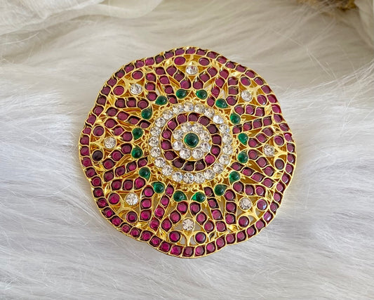 Gold tone precious kemp-white-green round hair jewel(rakodi)dj-53926