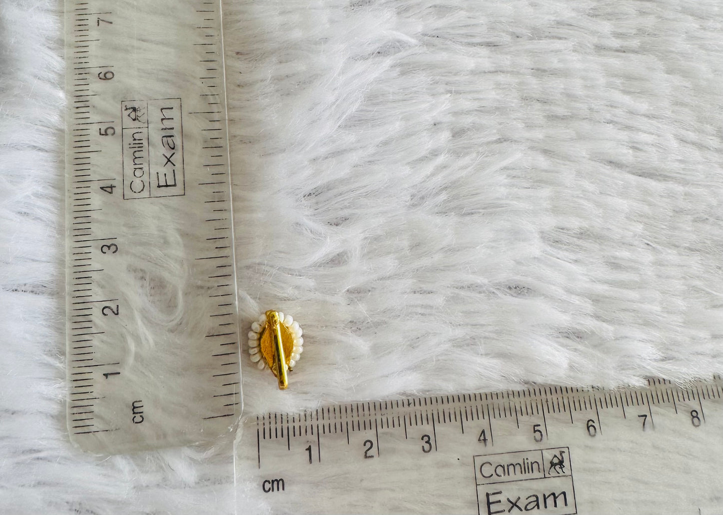 Gold tone white pearl oval kundan jadau flower Nose Pin Dj-51428