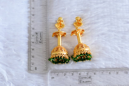 Gold Tone Kerala style Green Lakshmi long jhumkka dj-51799