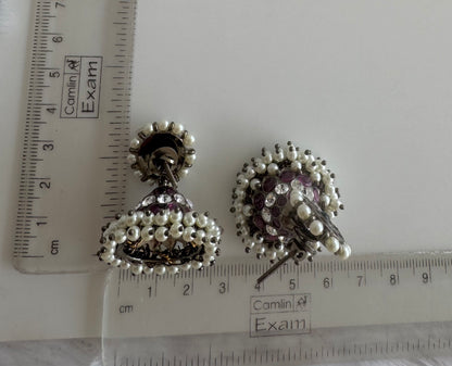 Black finish precious kemp AD green pearl jhumkka dj-51446