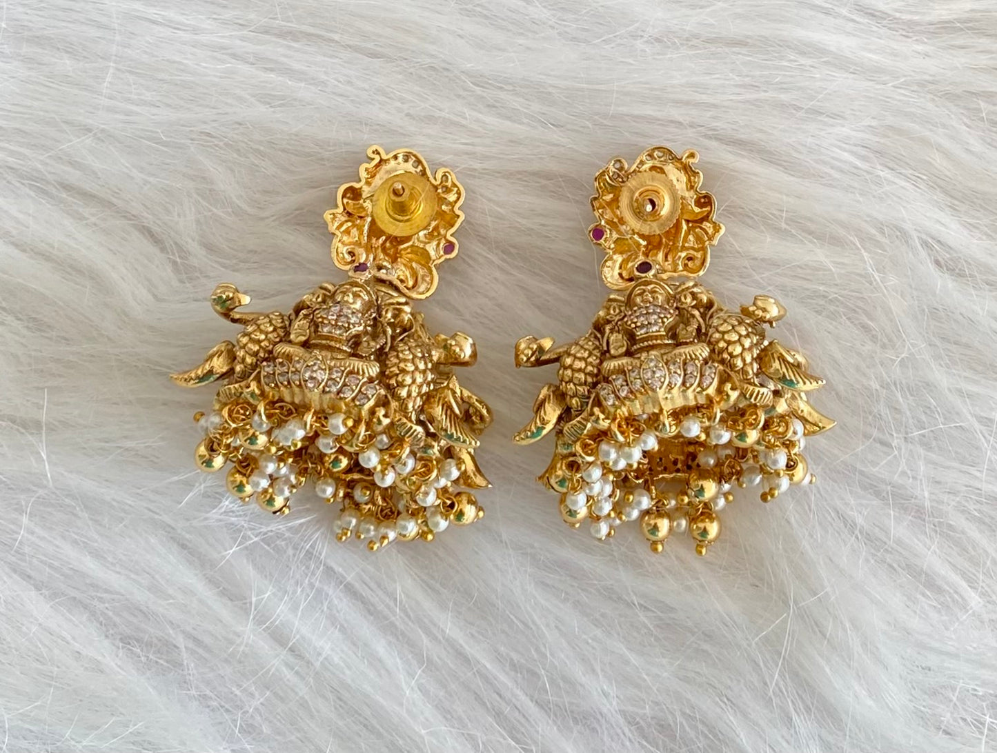Antique gold tone nakshi peacock lakshmi  jhumkka dj-53566