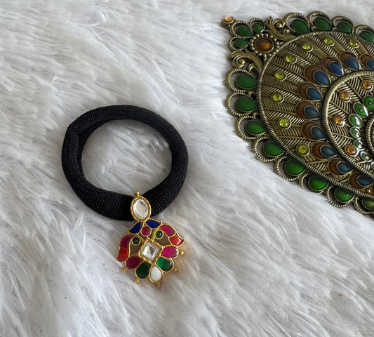 Gold tone Navarathna kundan jadau hair band dj-51489