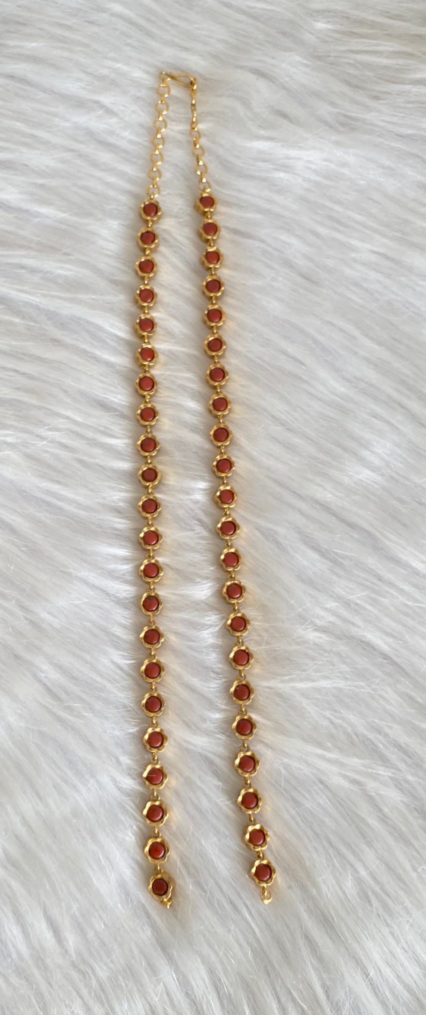 Antique gold tone coral-pearl reversible chain for pendant dj-54240
