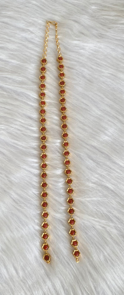 Antique gold tone coral-pearl reversible chain for pendant dj-54240