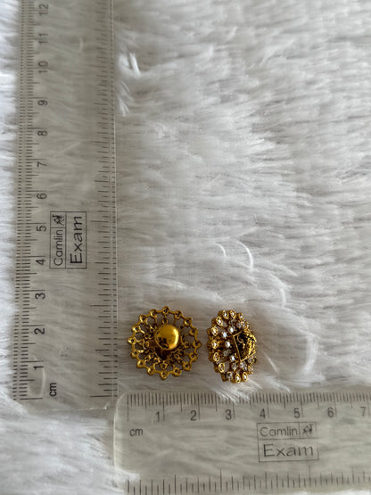 Matte finish white lakshmi round stud/earrings dj-51578