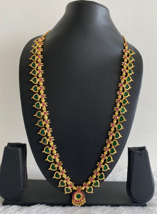 Gold tone kerala style pink-green palakka Haar dj-20147