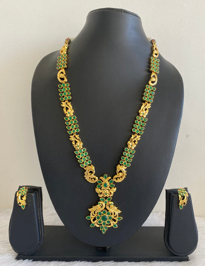 Gold tone Emerald Peacock Short Haar Set- DJ16884