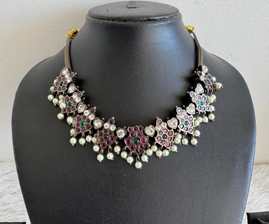 Black finish precious kemp-green pearl necklace dj-52508