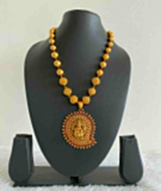 Matte finish ruby mango Nakshi Lakshmi necklace dj-52405
