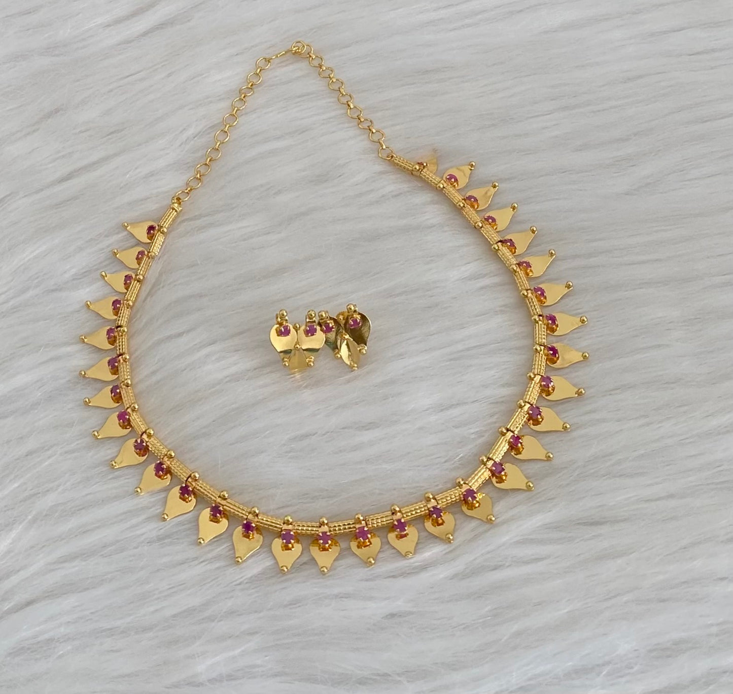 Gold tone kerala style thali kootam necklace set dj-54538
