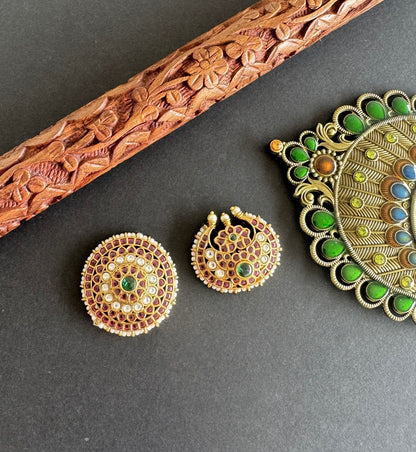 Matte finish kemp-green pearl sun moon hair jewel dj-52015