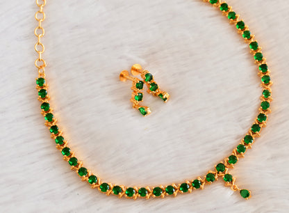Gold tone AD bottle green necklace set dj-53306