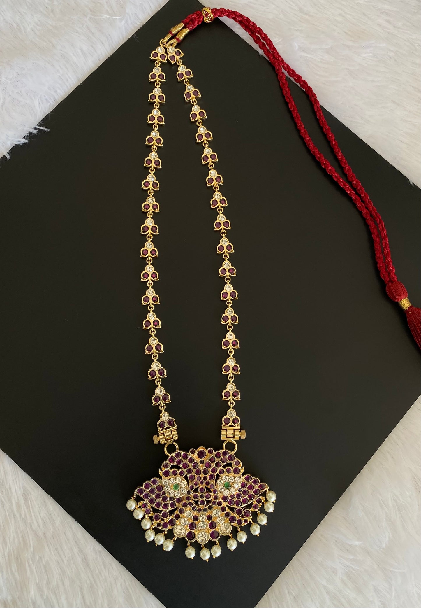 Gold tone precious kemp-white-green pearl ganda berunda haar dj-53361