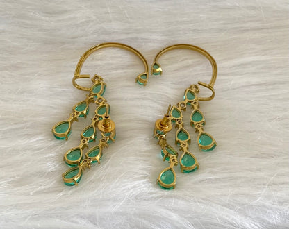 Antique gold tone white-peacock green stone khanpool earrings dj-54653