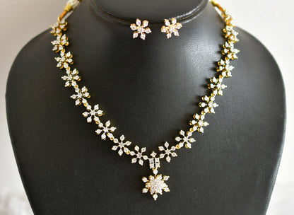 Two tone white flower necklace set dj-51975