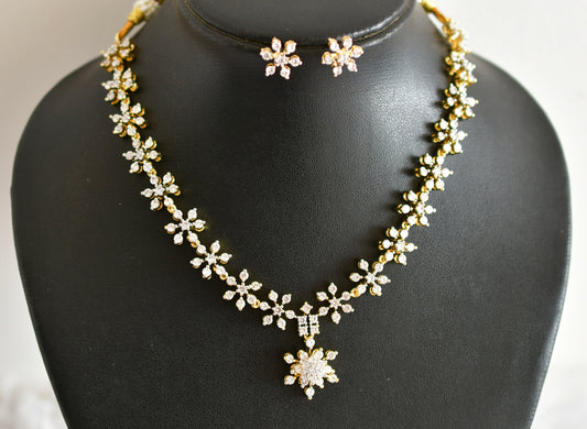 Two tone white flower necklace set dj-51975