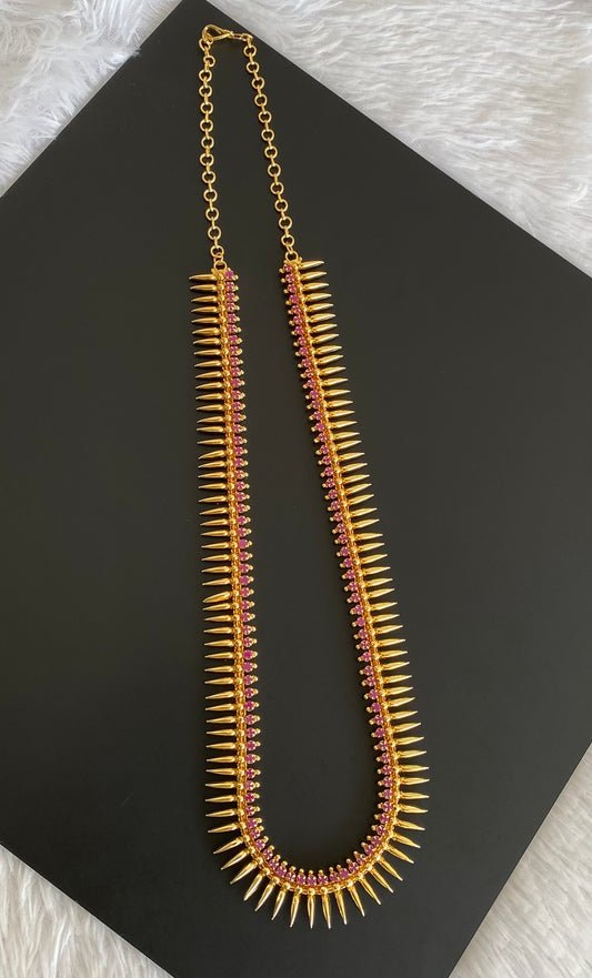 Gold tone pink stone mulla mottu Kerala style haar dj-38269