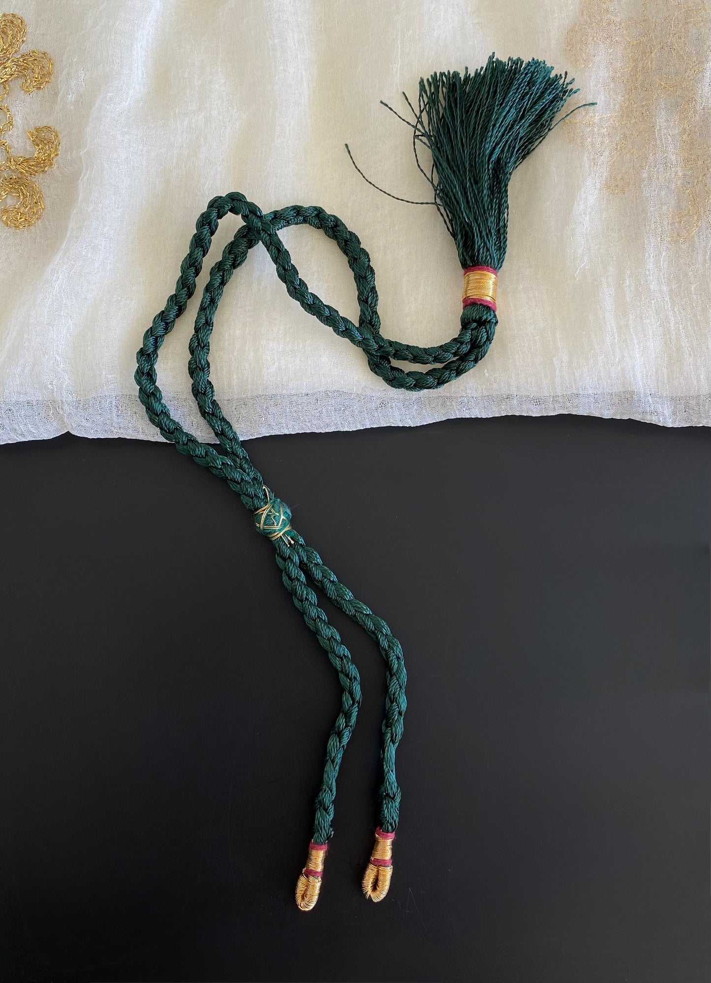 Handmade dark green silk thread adjustable dori Dj-52714