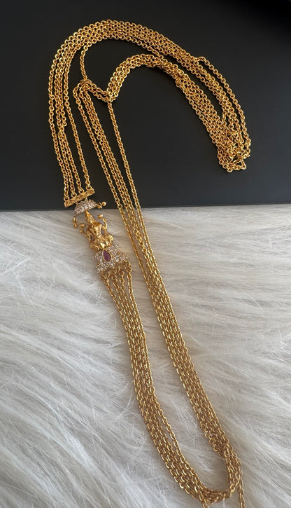 Matte finish cz kemp lakshmi lotus mugappu chandra haar dj-51239