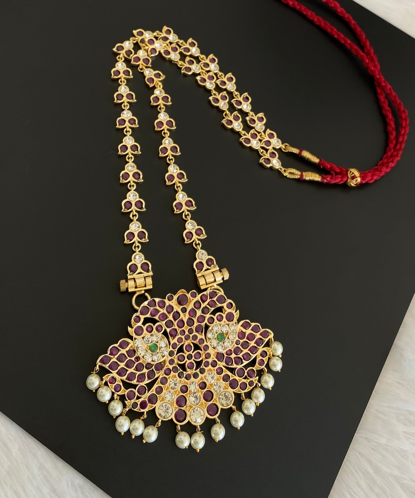 Gold tone precious kemp-white-green pearl ganda berunda haar dj-53361