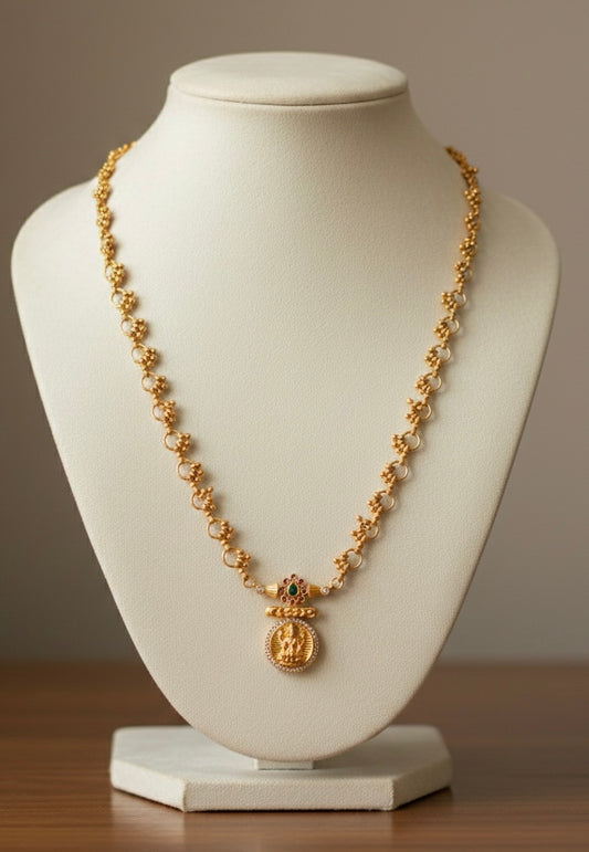 Matte finish cz kemp-green Lakshmi chain dj-52416