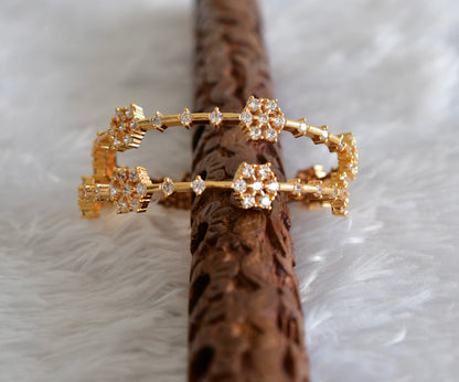 Gold tone cz white flower bangles(2.8) dj-51796