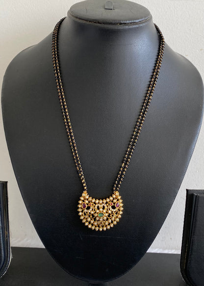 Gold tone 18 inches karimani chain with peacock moon pendant dj-53609