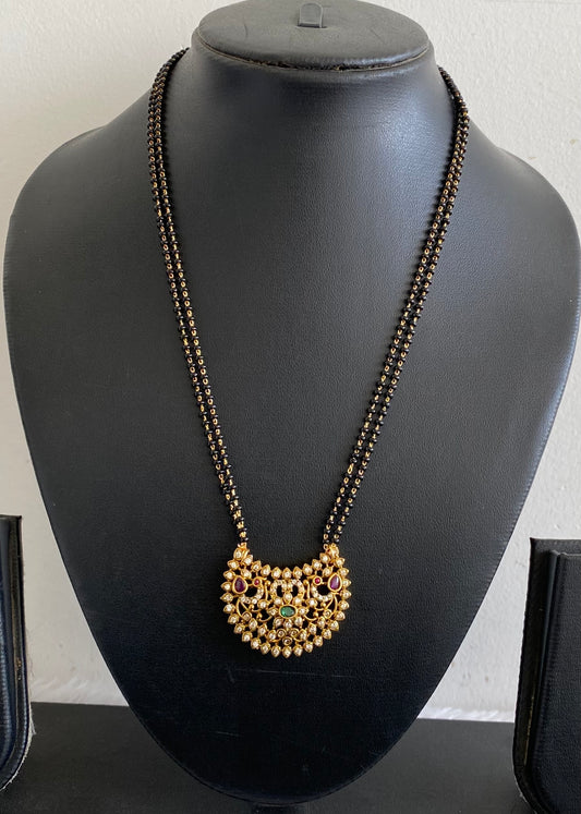 Gold tone 18 inches karimani chain with peacock moon pendant dj-53609