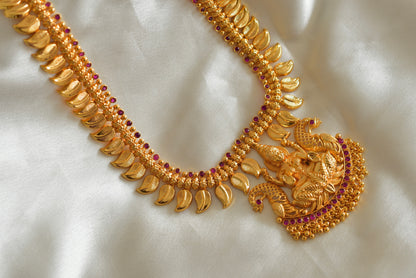 Gold look alike kerala style AD pink lakshmi mango haar dj-51955
