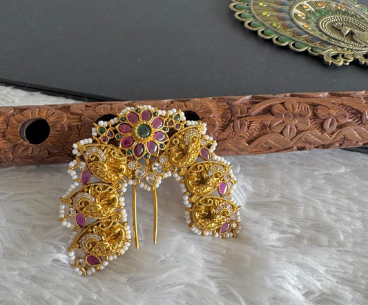 Matte finish kemp-green pearl peacock hair jewel dj-52029