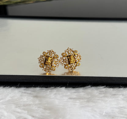 Matte finish white lakshmi round stud/earrings dj-51575