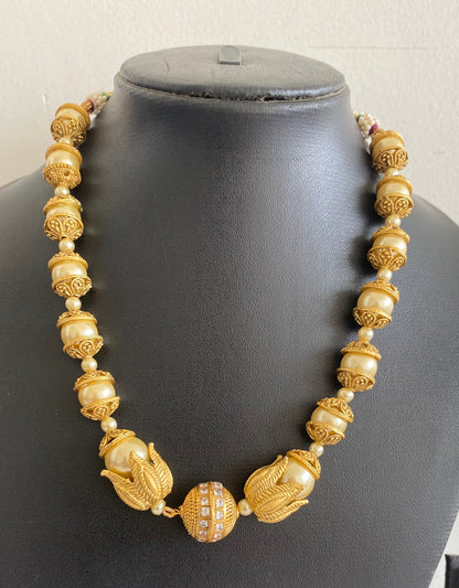 Antique matte finish pearl lotus necklace dj-52926