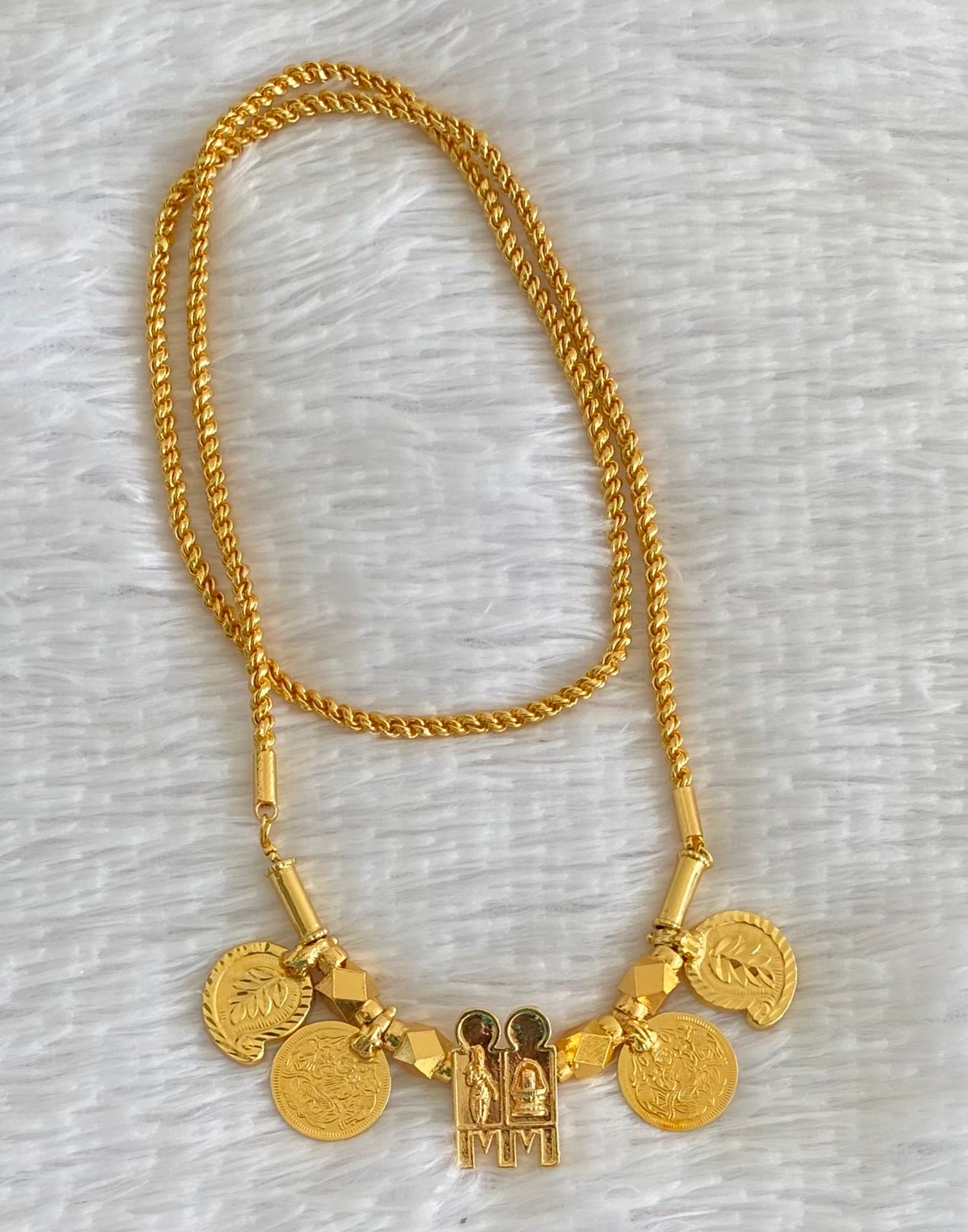Gold tone Lakshmi coin mango Meenakshi-Sundareshwar mangalyam dj-36464