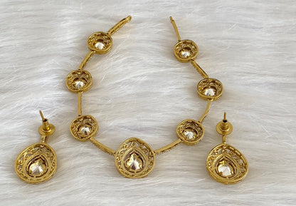 Dark antique finish white stone necklace set dj-54238