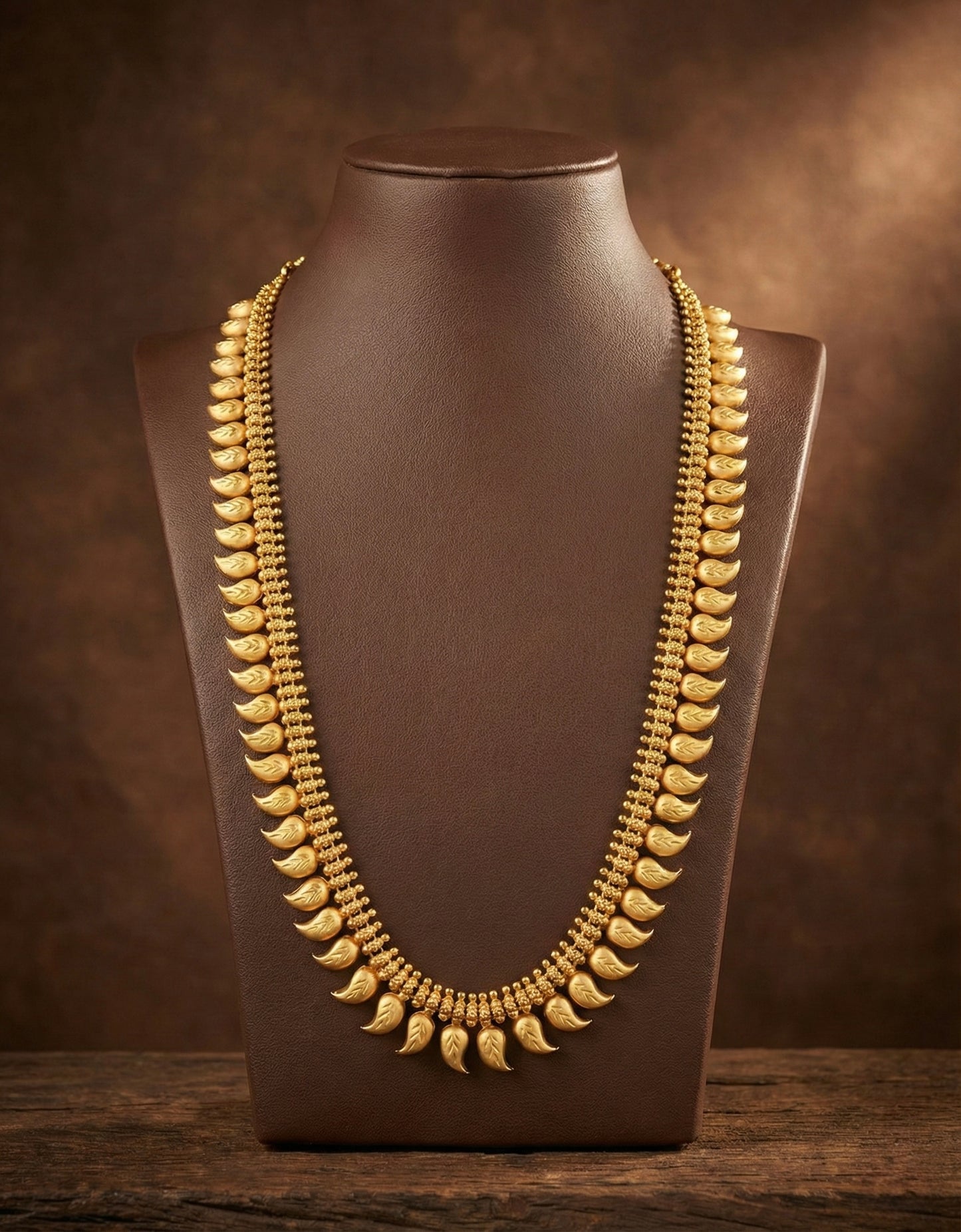 Matte gold finish kerala style mango haar dj-51627
