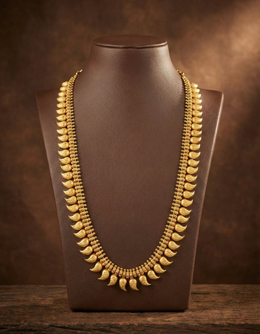 Matte gold finish kerala style mango haar dj-51627