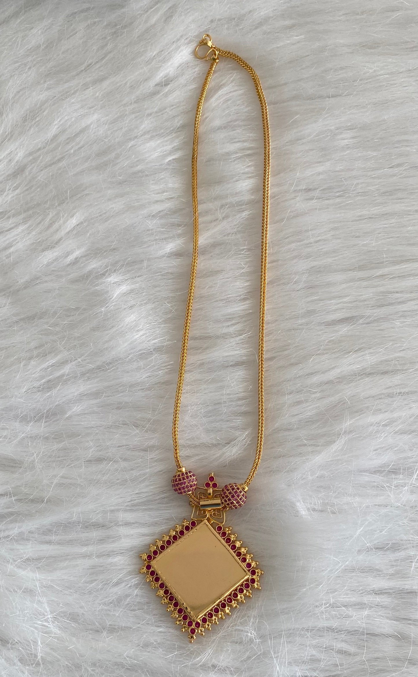 Gold tone green-pink stone krishna necklace dj-54446