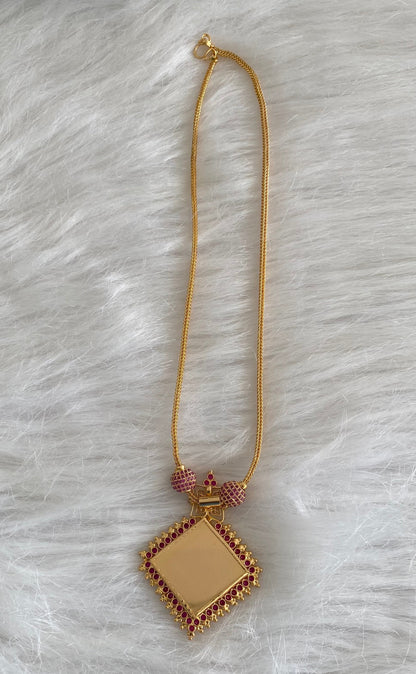 Gold tone green-pink stone krishna necklace dj-54446