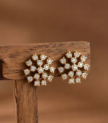 Gold tone AD white stone big stud/earrings dj-52784