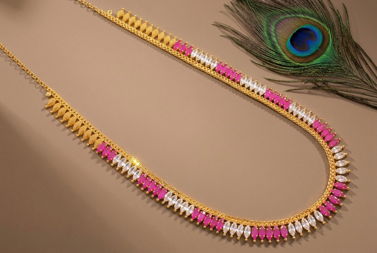 Gold tone cz white-ruby haar DJ23889