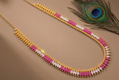 Gold tone cz white-ruby haar DJ23889