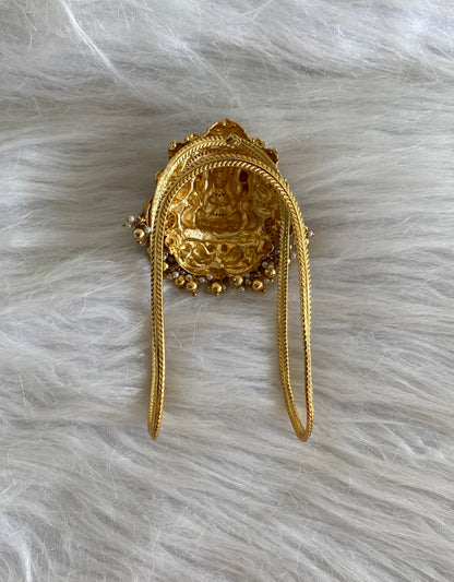 Antique gold tone kemp-green-white stone lakshmi peacock vanki/bajuband dj-54477