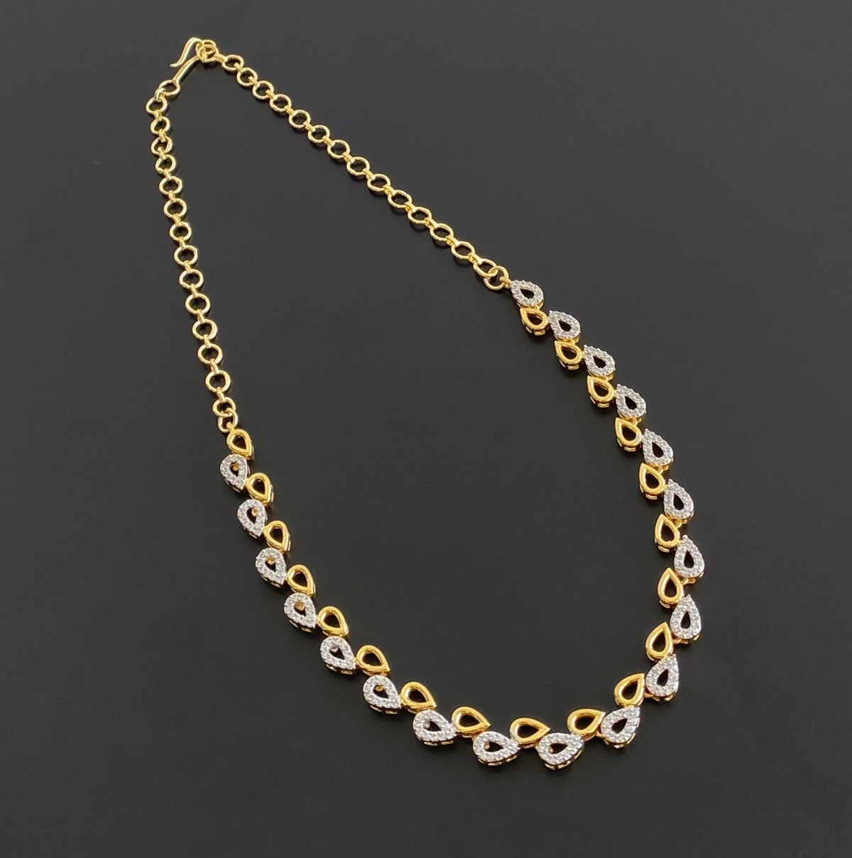 Two tone cz white stone necklace dj-54862