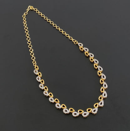 Two tone cz white stone necklace dj-54862