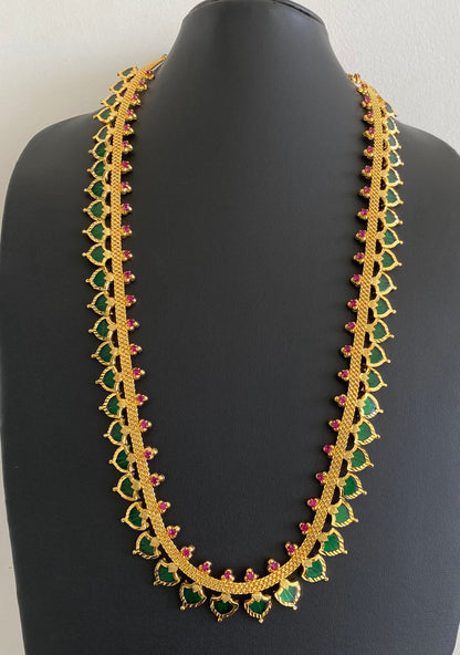 Gold tone pink-green palakka long haar dj-54662