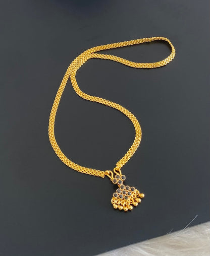 Gold tone 18 inches chain with black stone pathakkam pendant dj-54904