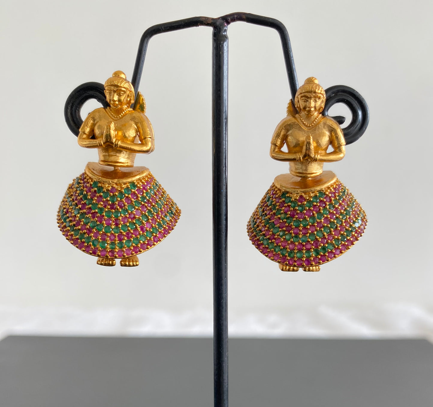 Matte Finish cz ruby-green dancing doll jhumkka DJ31007