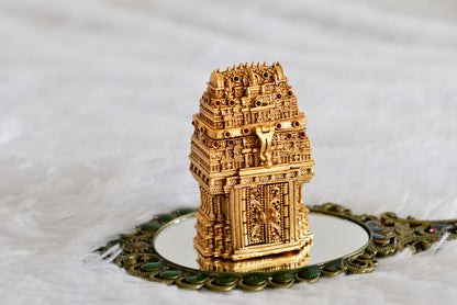 Antique gold tone Ma Lakshmi temple kumkum box dj-52322