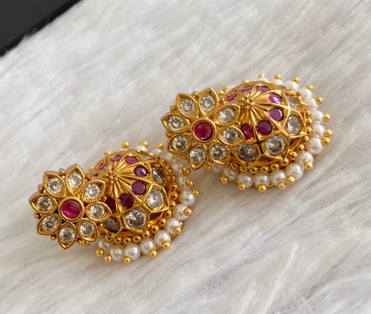 Antique gold tone white-kemp pearl  jhumkka dj-53570